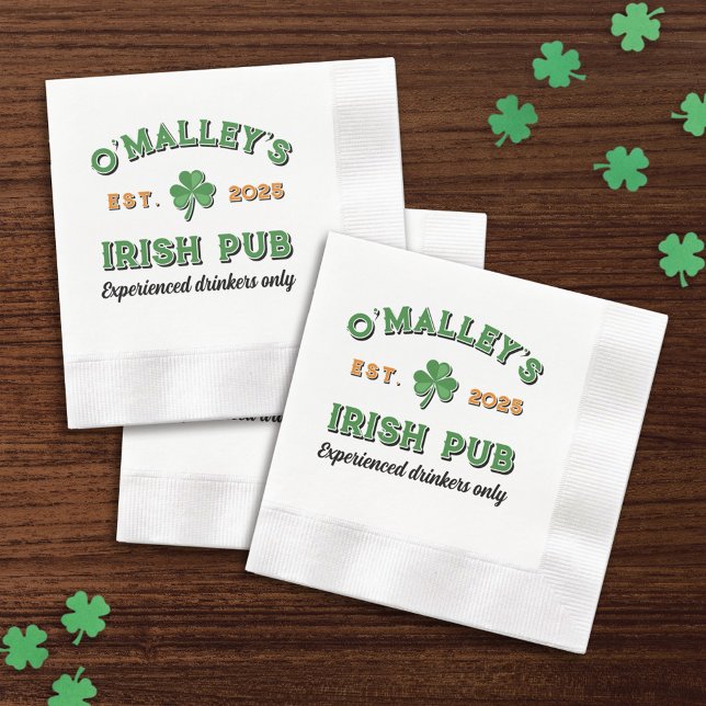 Kleeblatt deinen Namen Slogan Jahr Est. Irish Pub Serviette (Von Creator hochgeladen)