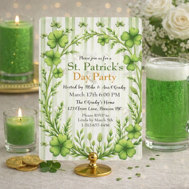 Kleeblatt-Einladung mit Streifenrand Einladung (Von Creator hochgeladen)