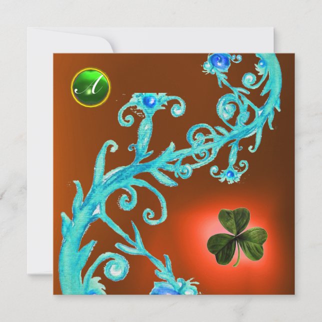 KLEEBLATT FLORAL ST PATRICK'S DAY PARTY MONOGRAM EINLADUNG (Vorderseite)