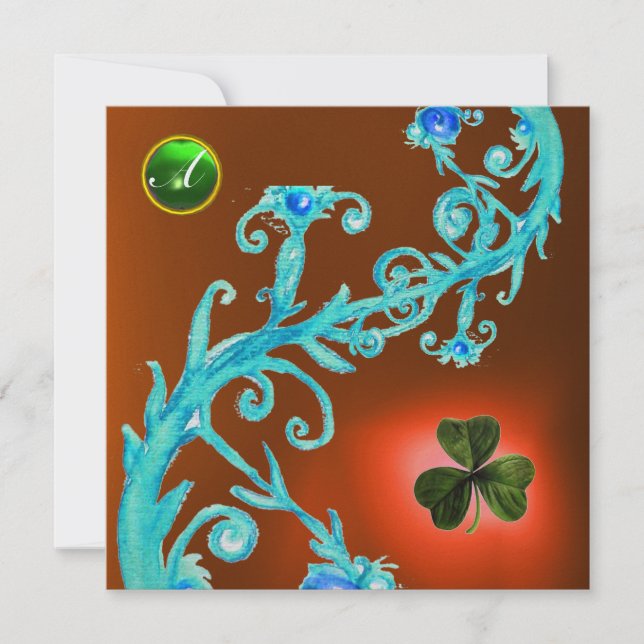 KLEEBLATT FLORAL ST PATRICK'S DAY PARTY MONOGRAM EINLADUNG (Vorderseite)