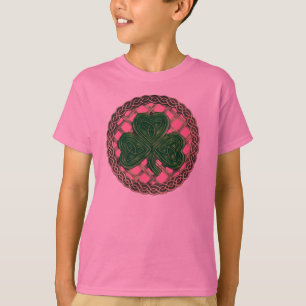 Kleeblatt Gitter und keltische Knoten auf rosa Shi T-Shirt