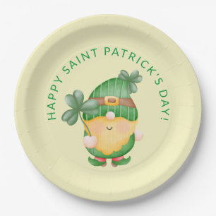 Kleeblatt Gnome Happy Saint Patrick's Day Pappteller