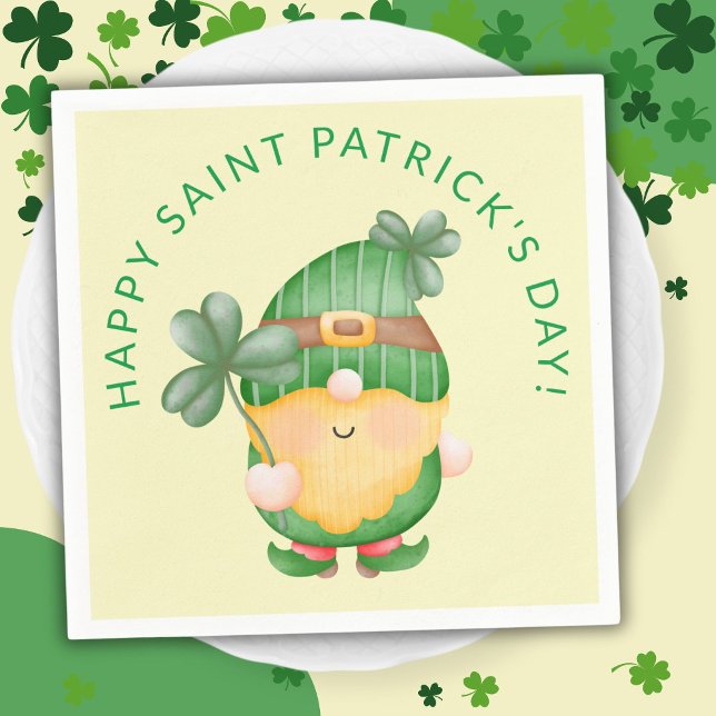 Kleeblatt Gnome Happy St. Patricks Day Serviette (Von Creator hochgeladen)