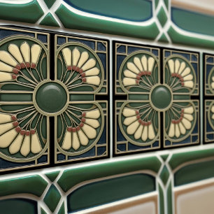 Kleeblatt Green Abstrakt Mitte Jahrhundert Stil Fliese