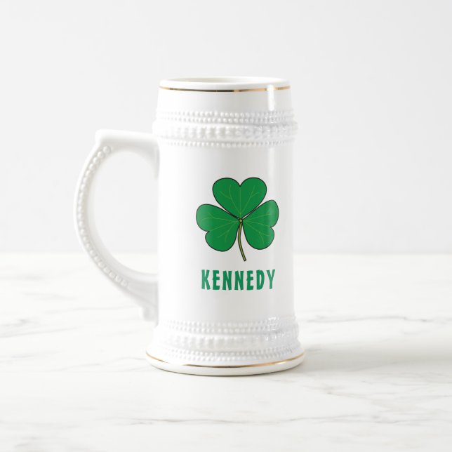 Kleeblatt Green Clover Ireland Celtic Irish Name Bierglas (Links)