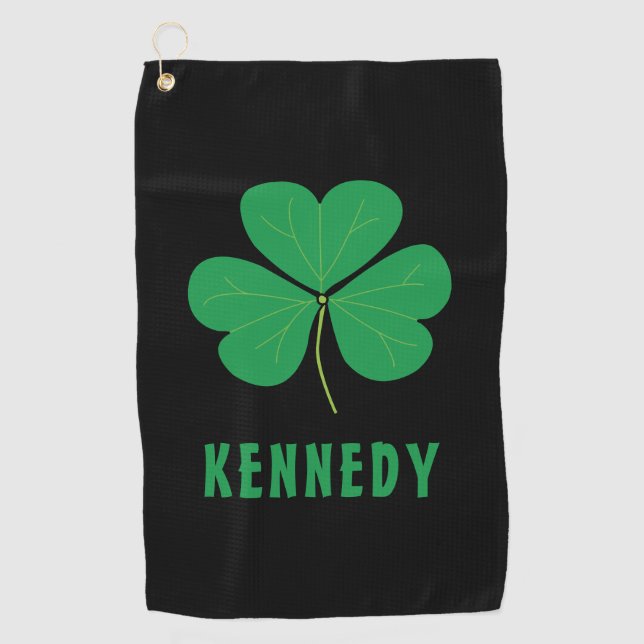Kleeblatt Green Clover Ireland Celtic Irish Name Golfhandtuch (Vorderseite)