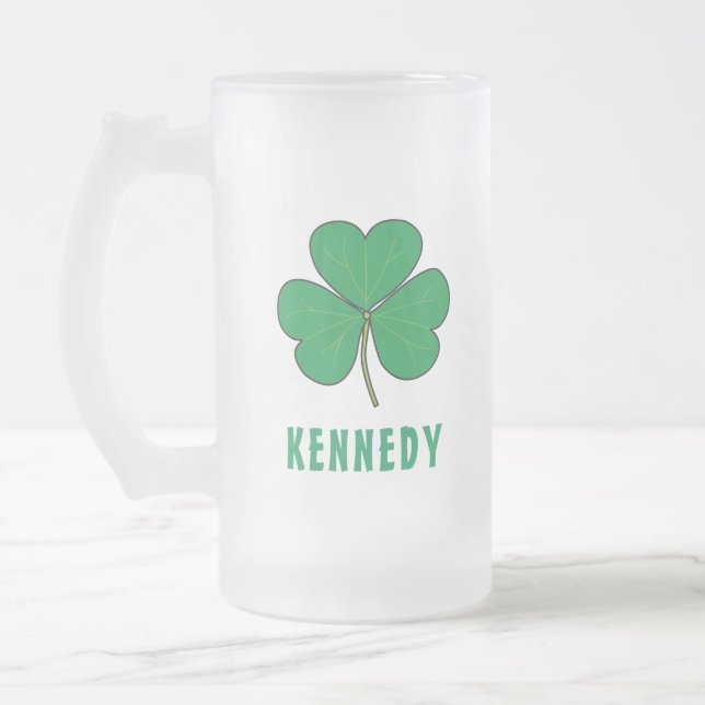 Kleeblatt Green Clover Ireland Celtic Irish Name Mattglas Bierglas (Links)