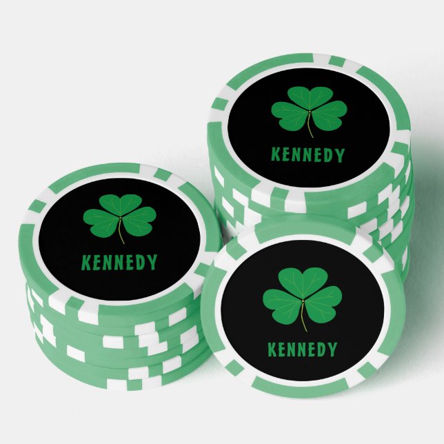 Kleeblatt Green Clover Ireland Celtic Irish Name Pokerchips (Stapel)