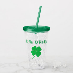 Kleeblatt Green St. Patricks Day (Name) 4Colin Acryltrinkbecher