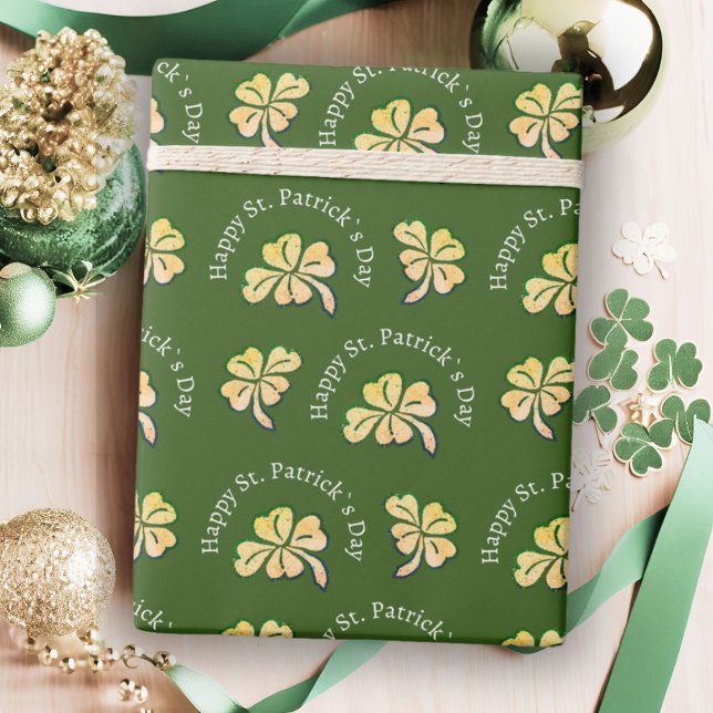 Kleeblatt Grün St. Patrick`s Tag Geschenkpapier (Von Creator hochgeladen)