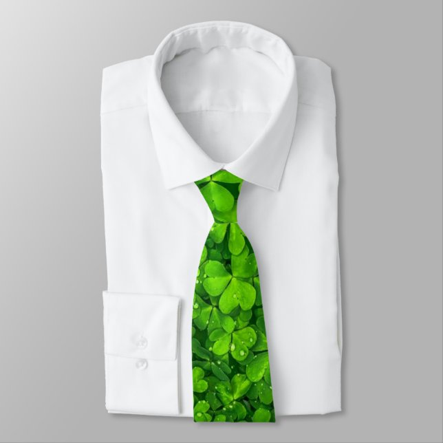 Kleeblatt grün, St. Patrick's Day, Neck Tie Krawatte (Gebunden)