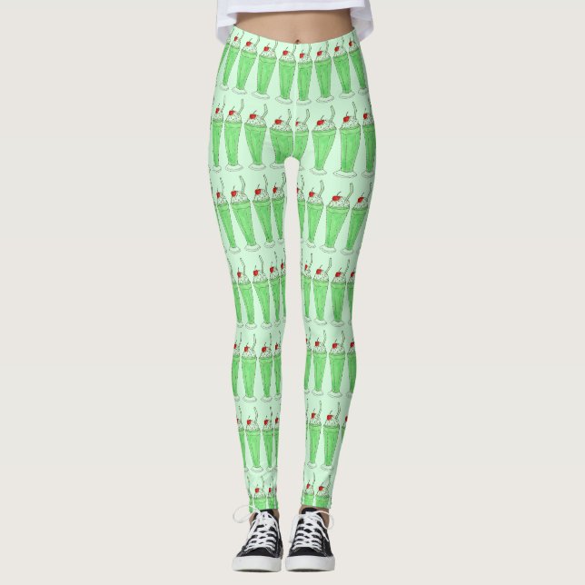 Kleeblatt Grüne Minze Schütteln Milchshake Legging Leggings (Vorderseite)