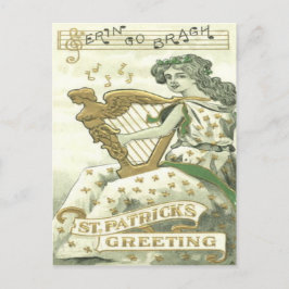 Kleeblatt-Harfe von erinischen Musiknoten Postkarte