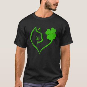 Kleeblatt Heart Cat Silhouette St Patricks Day Kit T-Shirt