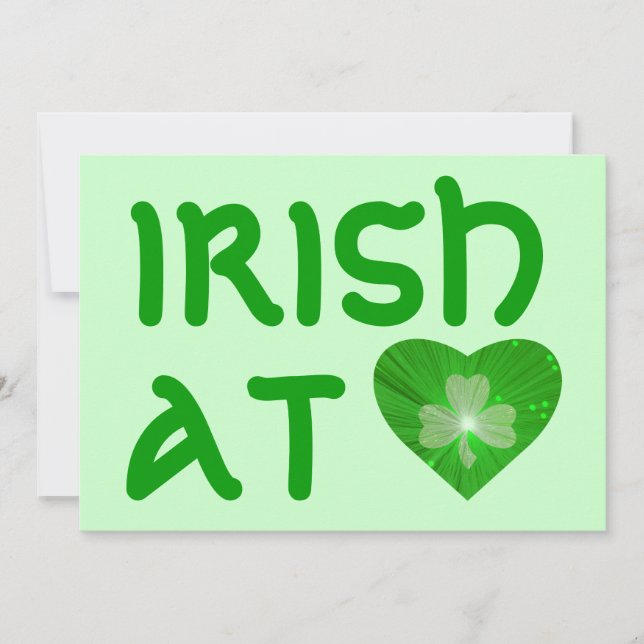 Kleeblatt Heart 'Irish at Heart' Einladung grün (Vorderseite)