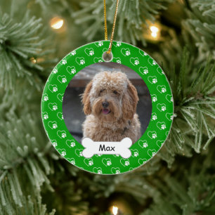 Kleeblatt Hearts Paws Custom Pet Puppy Dog Foto Keramik Ornament