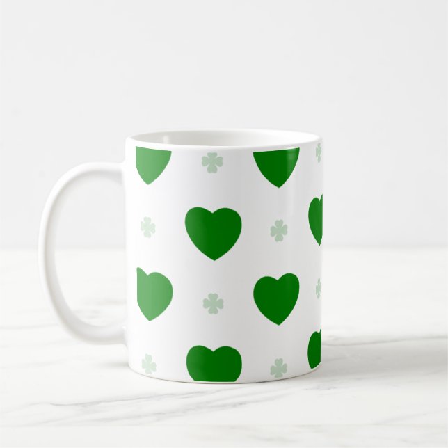 Kleeblatt & Herzen Klassischer Becher Kaffeetasse (Links)