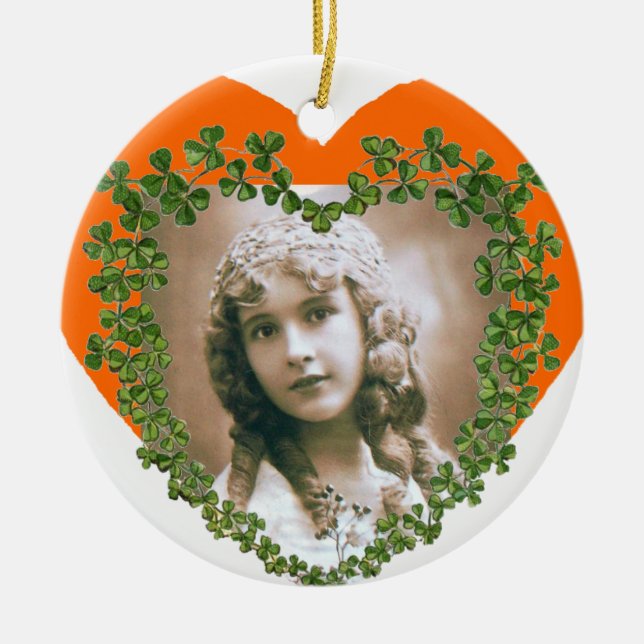 KLEEBLATT-HERZFOTOVORLAGE VON SAINT PATRICK KERAMIK ORNAMENT (Vorne)