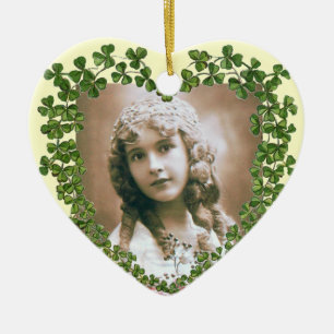KLEEBLATT-HERZFOTOVORLAGE VON SAINT PATRICK KERAMIK ORNAMENT