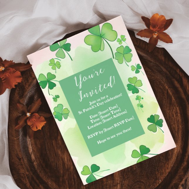 Kleeblatt Hintergrund St. Patrick's Day Einladung (Shamrock Background St. Patrick's Day Invitation)
