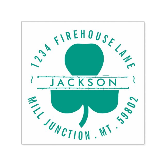 Kleeblatt in Circle Self-Ink Rücksendeadresse Brie Permastempel (Design)