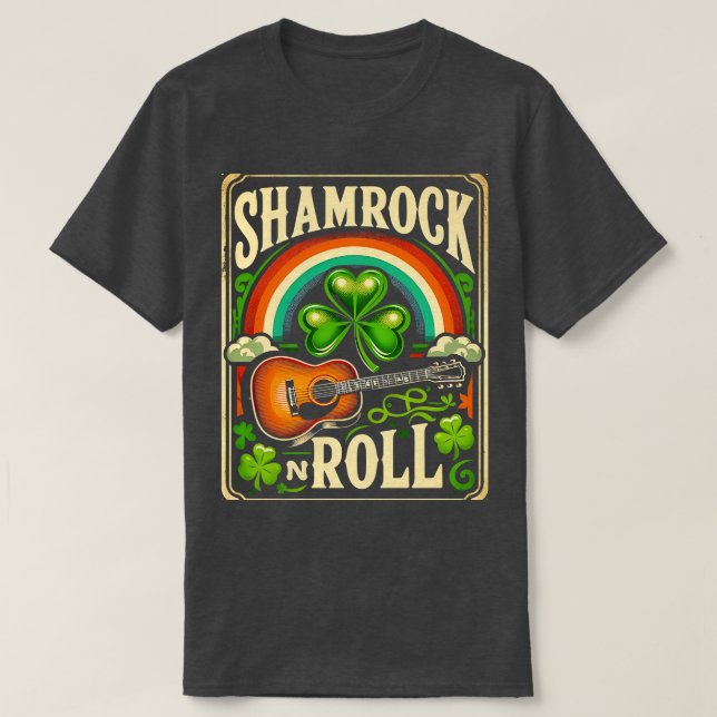 Kleeblatt in Roll Guitar St Patricks Day Men K T-Shirt (Design vorne)
