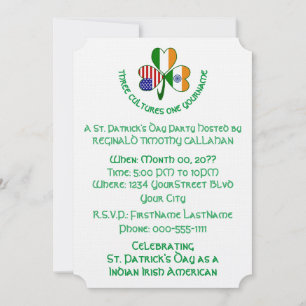 Kleeblatt Indische Irland USA-Flaggen Einladung