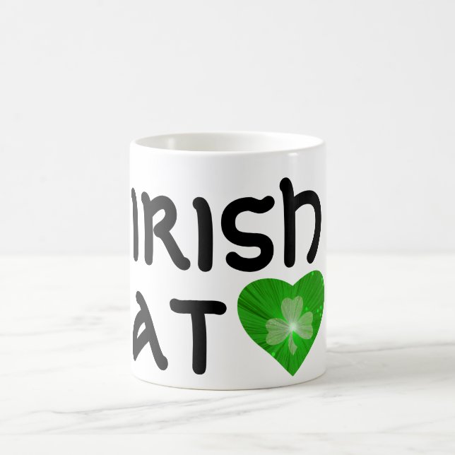Kleeblatt "Irish at (heart)" Tasse weiß (Mittel)