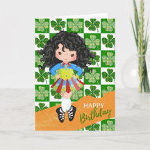 Kleeblatt Irish Dance Black Hair Girl Geburtstag