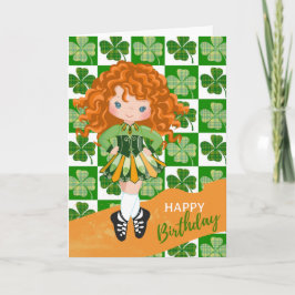 Kleeblatt Irish Dance Redhead Girl Geburtstag Karte