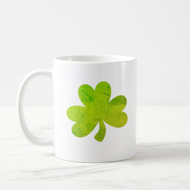 Kleeblatt Irish Watercolor Texture Painting Kaffeetasse (Links)