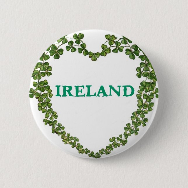 Kleeblatt-Irland-Herz-Button Button (Vorderseite)