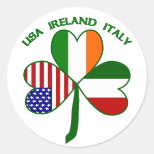 Kleeblatt Italien USA Irland Runder Aufkleber