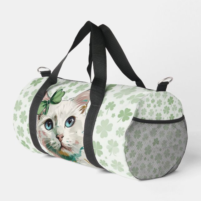 Kleeblatt Katze mit blauen Augen Duffle Bag (Rechte Ecke)
