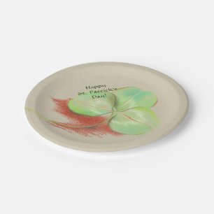 Kleeblatt-Klee-zeichnenden Pastellst Patrick Tag Pappteller