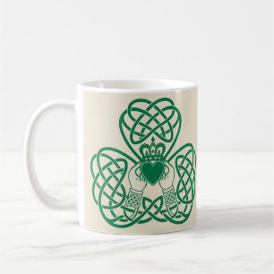 Kleeblatt-Knoten Claddagh Kaffeetasse