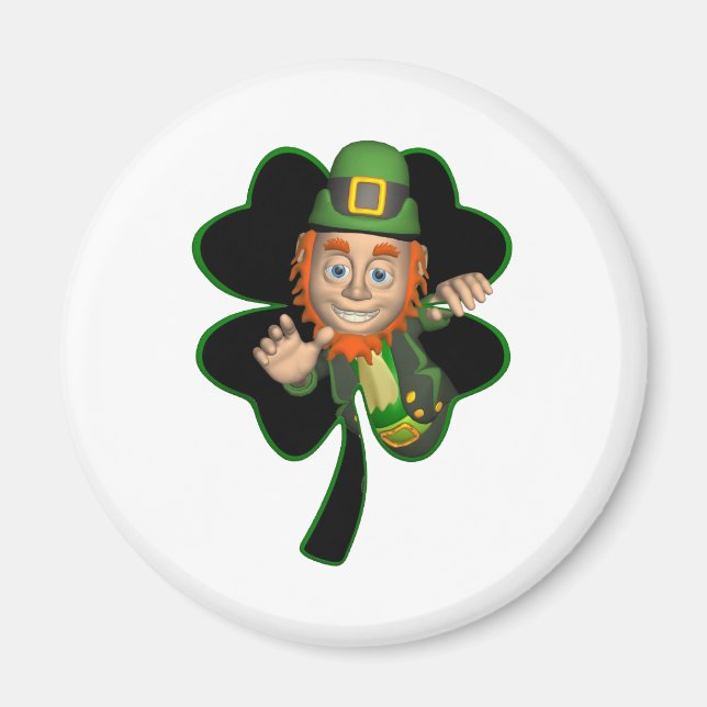 Kleeblatt Leprechaun Magnet (Vorne)