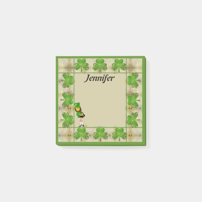 Kleeblatt Leprechaun Post-It-It-Notes Post-it Klebezettel (Vorderseite)