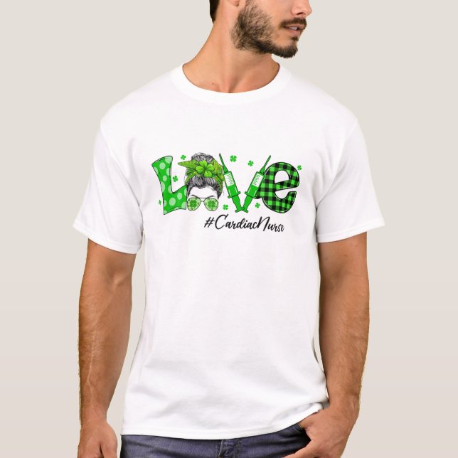 Kleeblatt Liebe Cardiac Nurse St Patricks Day Mess T-Shirt (Vorderseite)