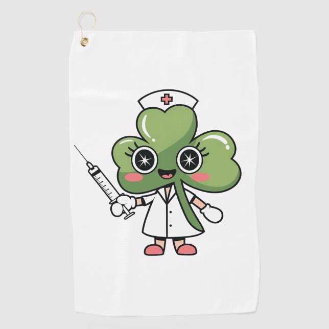 Kleeblatt Lucky Charm Nurse Kawaii Lucky Charm Golfhandtuch (Vorderseite)