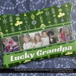 Kleeblatt "Lucky Grandpa" dunkelgrünes Foto Dekokissen