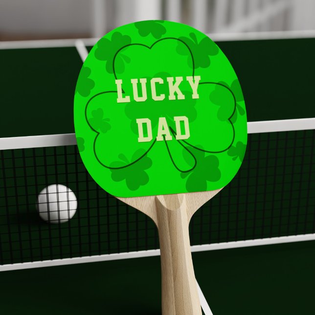 Kleeblatt Lucky Irish Clover Green Ping Pong Paddl Tischtennis Schläger (Add your name and be lucky too with this lucky shamrock ping ping paddle)