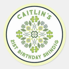 Kleeblatt Mandala 21. Geburtstag Party Runder Aufkleber