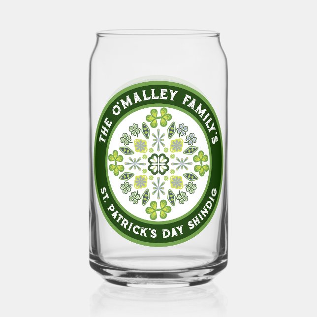 Kleeblatt Mandala St. Patrick's Day Family Party Dosenglas (Vorderseite)