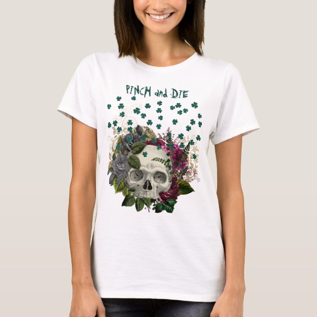 Kleeblatt mit Blumenmotiven und Die T-Shirt (Vorderseite)