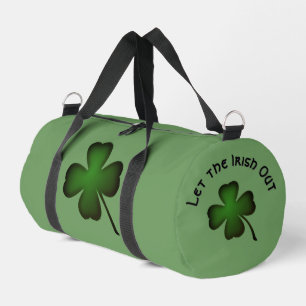 Kleeblatt mit individuellem Text auf grünem Hinter Duffle Bag