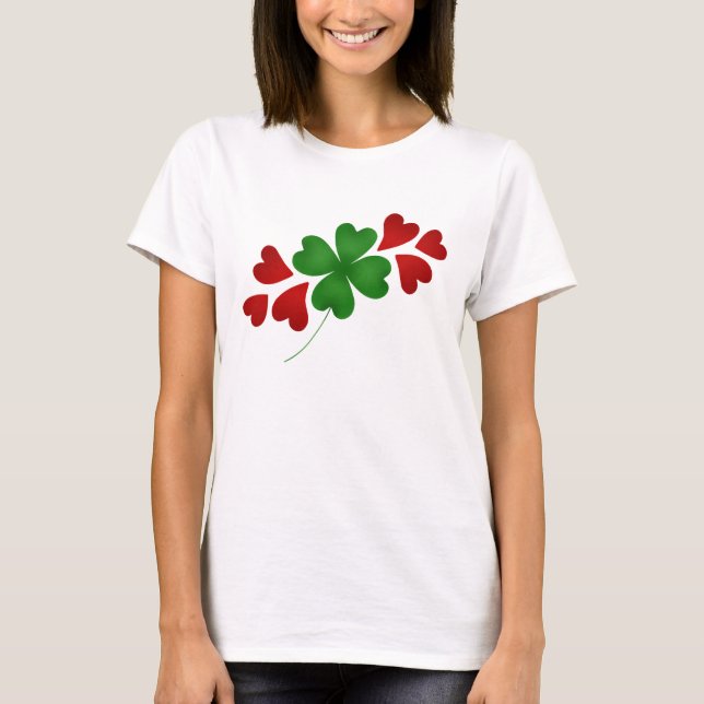 Kleeblatt mit niedlicher romantischer Mode der T-Shirt (Vorderseite)