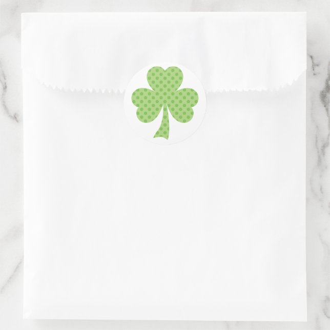 Kleeblatt mit Polka dots St. Patrick's Day Aufkleb Runder Aufkleber (Tasche)