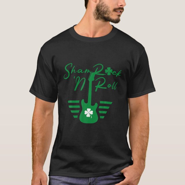 Kleeblatt N Roll Guitar St Patricks Day Guitarist T-Shirt (Vorderseite)