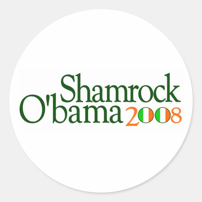 Kleeblatt Obama 2008 Runder Aufkleber (Vorderseite)